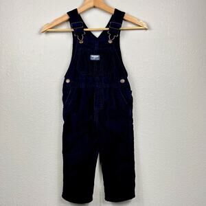 OshKosh B'Gosh Bib Overalls Boys 3T Navy Blue Vestbak Corduroys Farmhand Chores